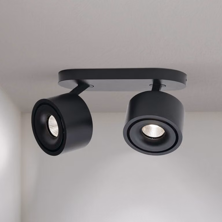 ORION Faretto da soffitto Specter LED, nero, lunghezza 19,4 cm, alluminio Specter, dimmerabile, Nero, Soggiorno / Sala da pranzo, Alluminio, Moderno