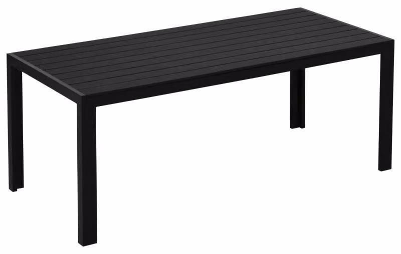 Tavolo da giardino - Tavolo da giardino in alluminio con piano in WPC | Colore: Nero | Dimensioni: 84,5 x 190 x 72 cm