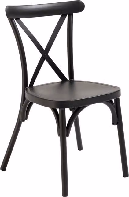 Sedia alta da patio OVIALA in alluminio nero opaco impilabile e resistente ai raggi UV – 1