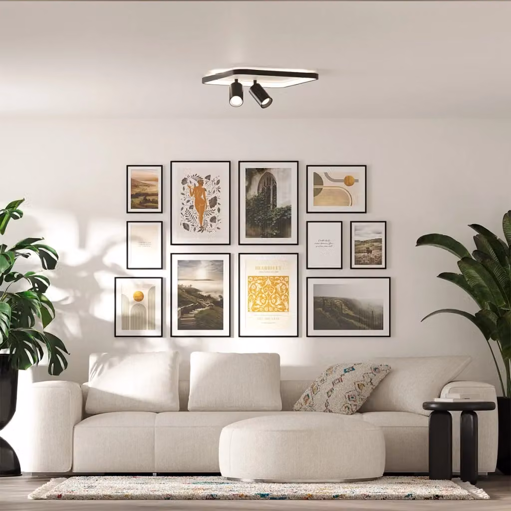 Plafoniera quadrata moderna LED CCT 36W Parma in metallo e plastica, disponibile in nero, bianco o oro/ottone – 2
