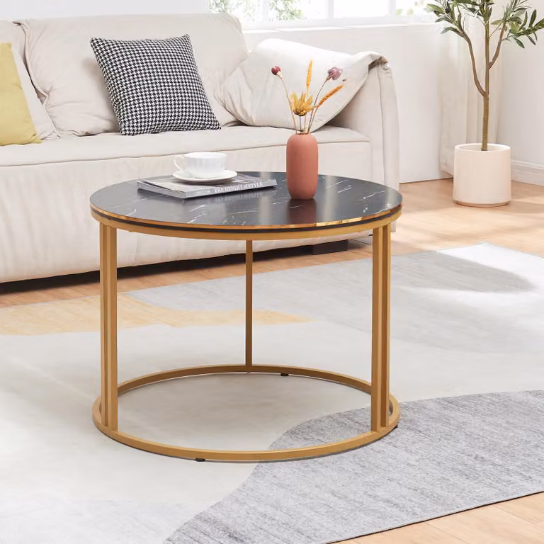 Tavolino 'Aulum' 50 x 70 cm marmo, nero/oro