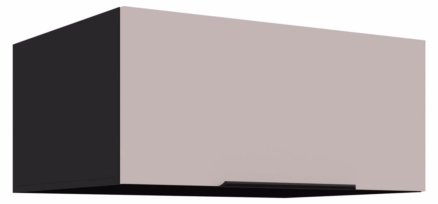 Armadio a colonna alto, 80 cm, cucina ARONA, colore beige "cashmere" e nero opaco. Ideale per cucine compatte o blocchi cucina