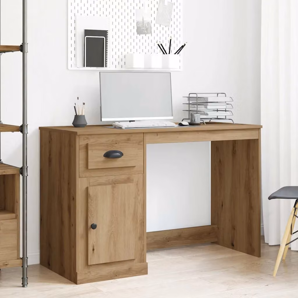Scrivania da scrittura vidaXL in stile minimalista, colore rovere marrone, L: 115 cm, P: 50 cm, H: 75 cm