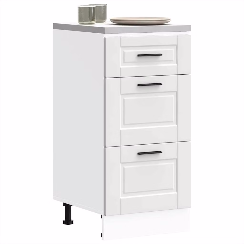 Base da cucina moderna vidaXL Porto Bianco in legno e MDF con cassetti interni L: 46,0 cm, P: 40,0 cm, H: 81,5 cm