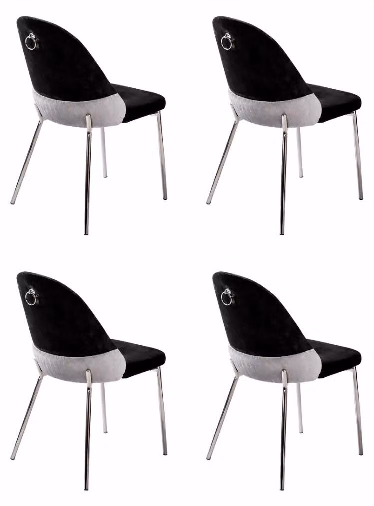 4 sedie, stile moderno, colore nero, nuove, ideali per la sala da pranzo, pratiche, comode e imbottite