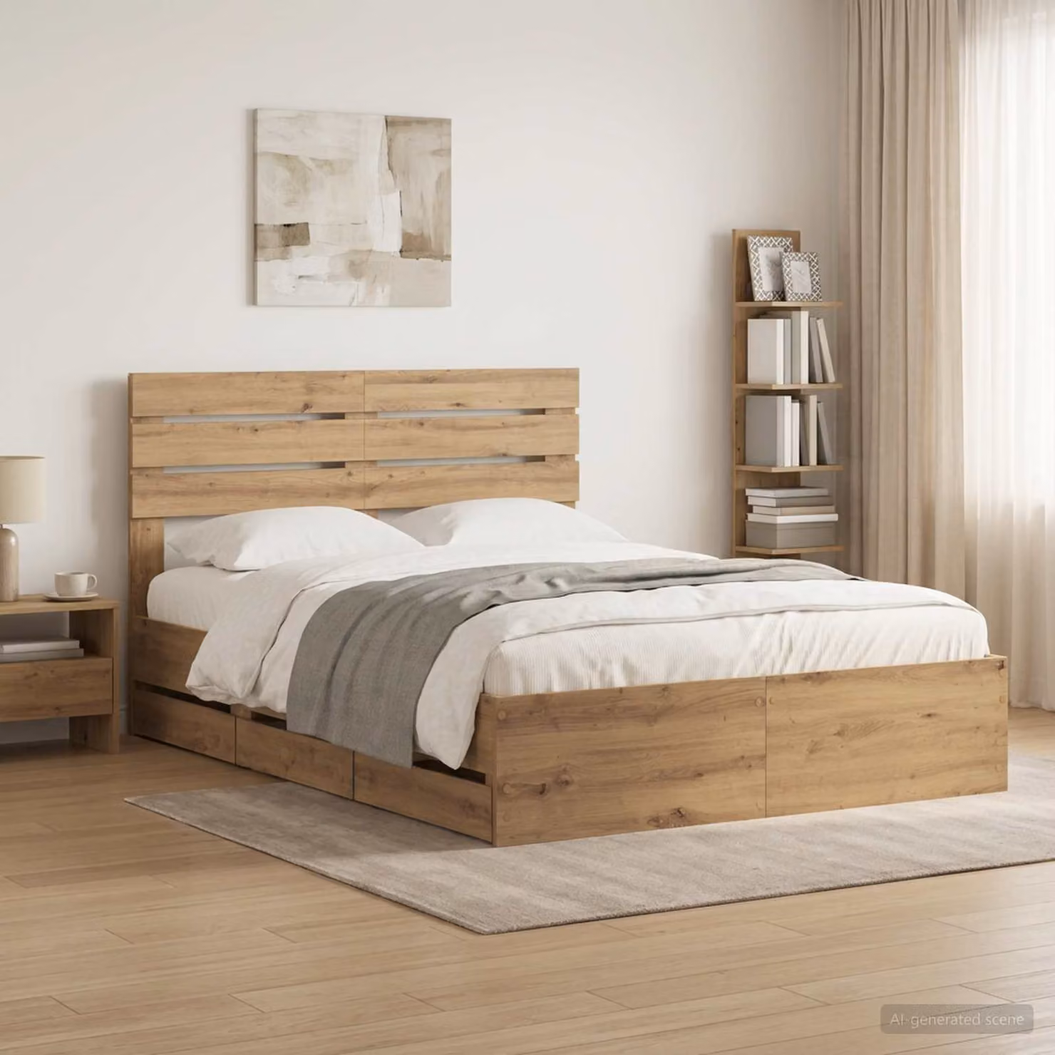 Letto con contenitore e testiera vidaXL in legno rovere e marrone L/P/H: 200 x 120 x 140 cm