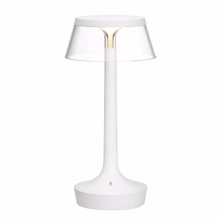 FLOS Lampada da tavolo di design Bon Jour unplugged, dimmerabile, Chiaro / Trasparente, Corridoio, Plastica, Design, Lampada da tavolo