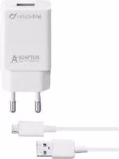 Caricabatterie Adaptive Fast Kit Cellularline 15W con USB Type-A e MicroUSB, Bianco
