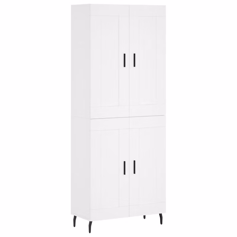 Credenza Bianca 69,5x34x180 cm in Legno Multistrato