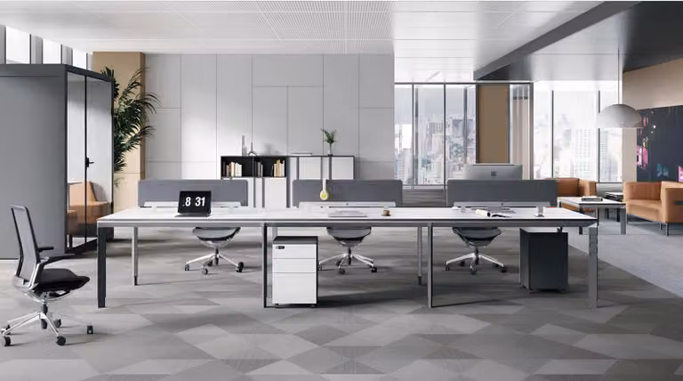Grande tavolo da lavoro bianco - Mobili da ufficio di design - Pratico tavolo da lavoro