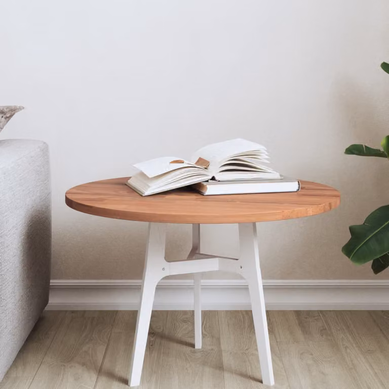 vidaXL Piano per Tavolo Rotondo in Legno di Faggio Marrone, Diametro: 50 cm, Spessore: 1,5 cm