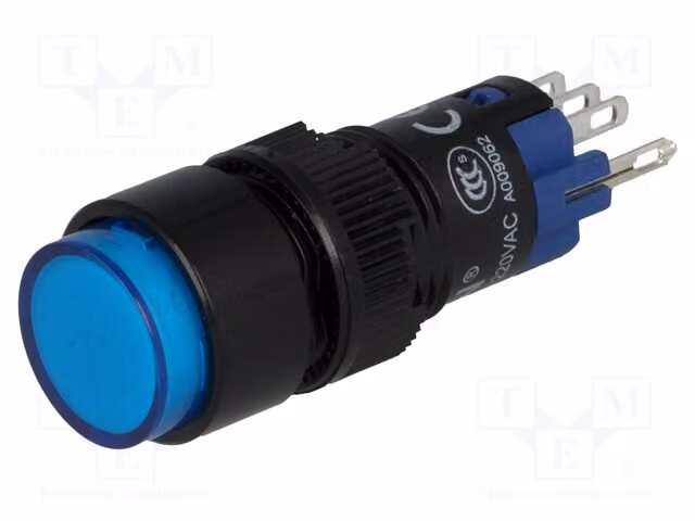1 interruttore a pulsante blu LAS2Y-11Z/24/B, interruttore a stella, posizione 2, 0,5A/250VAC, funzionamento: ON-(ON), 1A/24VDC