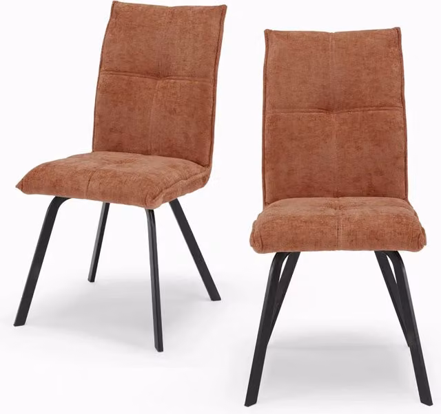 Set di 2 sedie imbottite Redokasa LETIZIA per sala da pranzo e soggiorno, design moderno con gambe in metallo e rivestimento in tessuto beige – 1