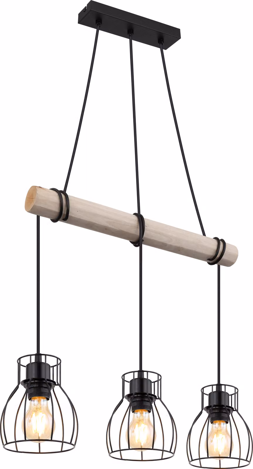 Globo Lighting lampada a sospensione in metallo nero opaco, 3x E27