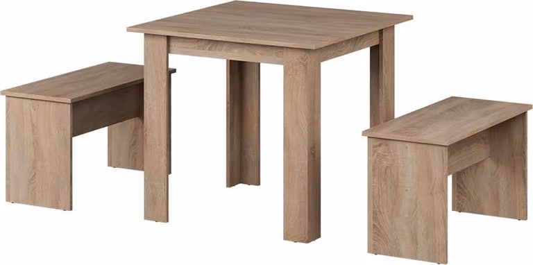 Set di tavoli da pranzo Vicco Sentio Sonoma 80 x 80 cm con 2 panche, Model 37273
