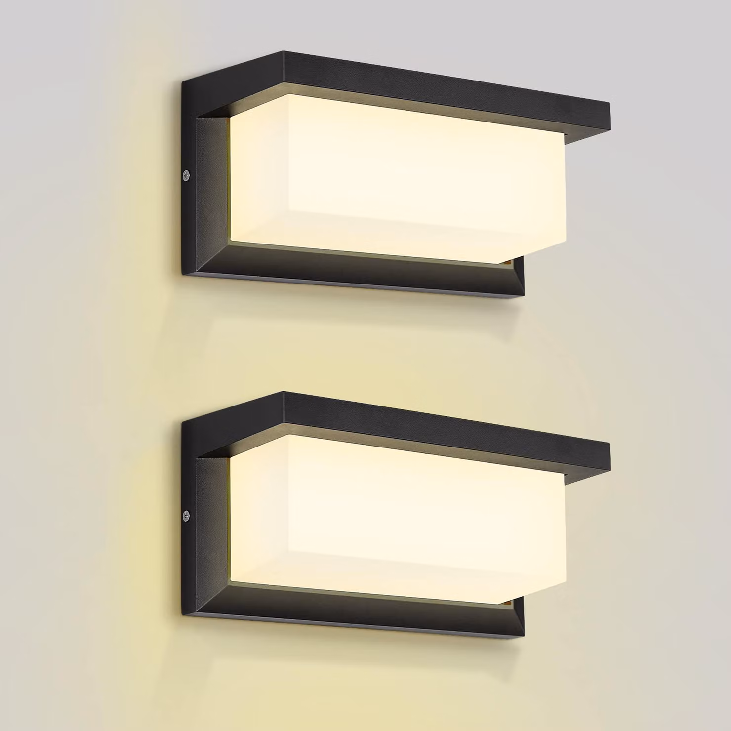 Lampada da parete esterna a LED, 18W, grado di protezione IP65, luce bianco caldo, set da 2, alluminio, acrilico