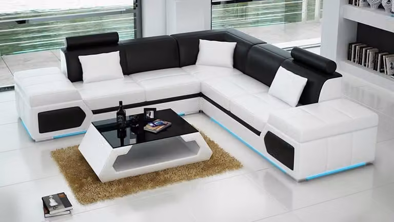 Ledersofa L-Form Couch Wohnlandschaft Ecksofa Garnitur Design Modern Sofa K5013B