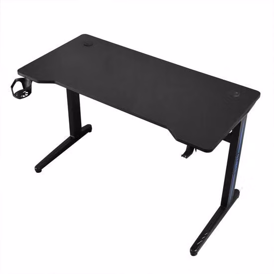 Scrivania Gamer - Tavolo, Scrivania, Cassetta di Gioco - per Bambini e Adulti - MDF e Ferro - 120x56x75.5 - Nero