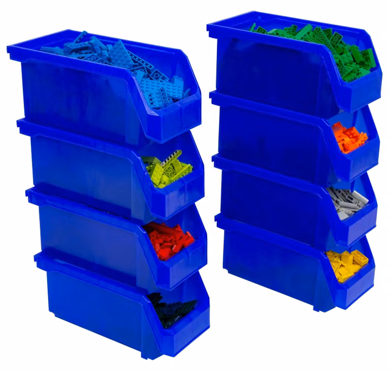8 contenitori in plastica per l'organizzazione, adatti per la cucina e l'ufficio, colore blu