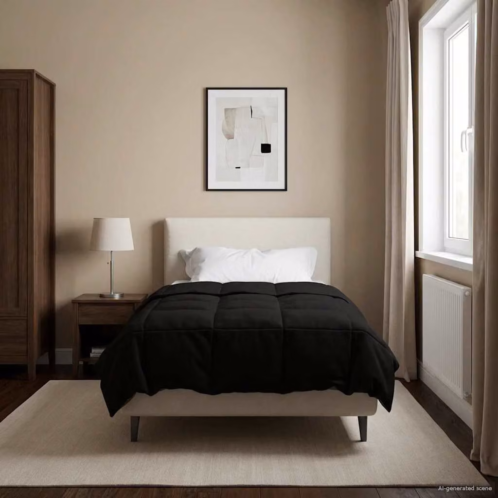 Piumino estivo traspirante e reversibile vidaXL in microfibra, Nero, L: 155 cm x P: 200 cm