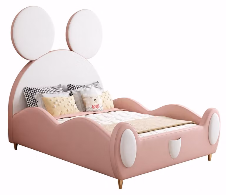 Letto per bambini bianco-rosa con sponde laterali, di alta qualità, ideale per bambine