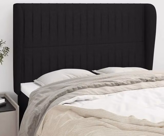 Testiera con Orecchie Design Mania in Tessuto Nero L: 147 cm, P: 23 cm, H: 118/128 cm