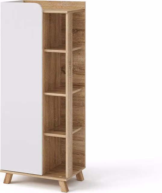 Mobiletto bagno Karen Vicco in legno Sonoma e Bianco con ante e vani a giorno L 128 cm x P 50 cm x H 35 cm – 1