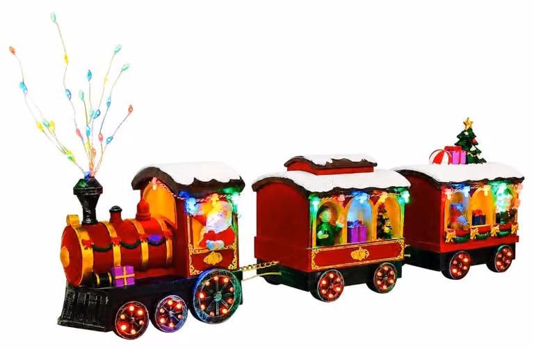 vidaXL Treno di Natale SALO, 51 x 9,5 x 24,5 cm, resina, multicolore