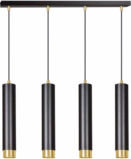 Lampadario a sospensione moderno Emibig KIBO in metallo nero e oro con 4 lampadine GU10 dimmerabile e altezza regolabile – 1