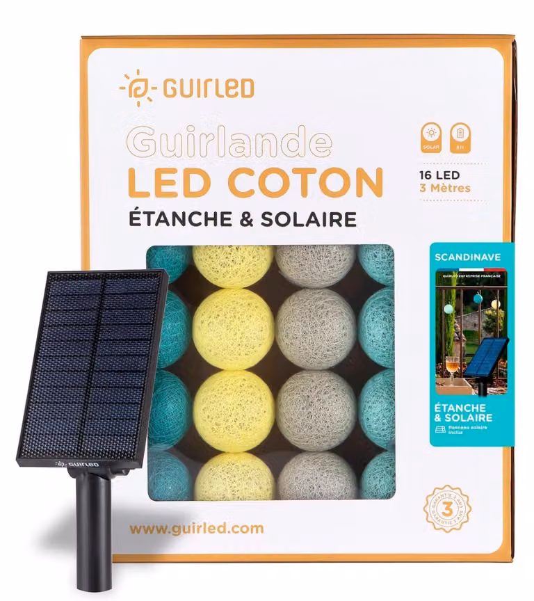 Catena luminosa a LED con 16 luci a forma di sfera, grado di protezione IP55, alimentazione solare, lunghezza 6 metri, 4 colori
