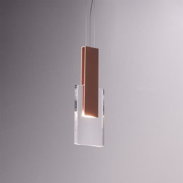 Lampada a sospensione Fabbian Amulette Art F56 in metallo e cristallo oro, rame e grigio con altezza regolabile