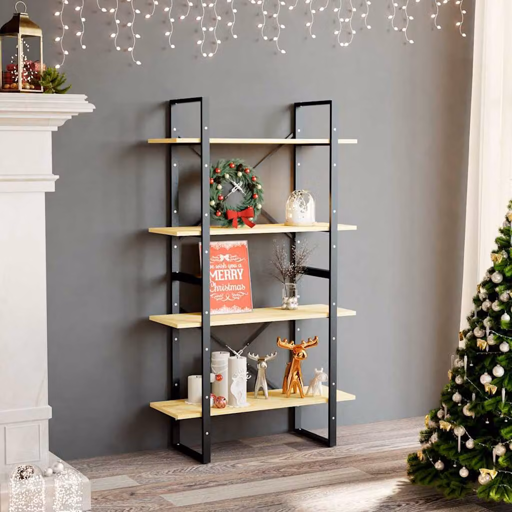 Libreria Industrial vidaXL in Legno di Pino e Metallo, Marrone, L 80 cm x P 30 cm x H 140 cm