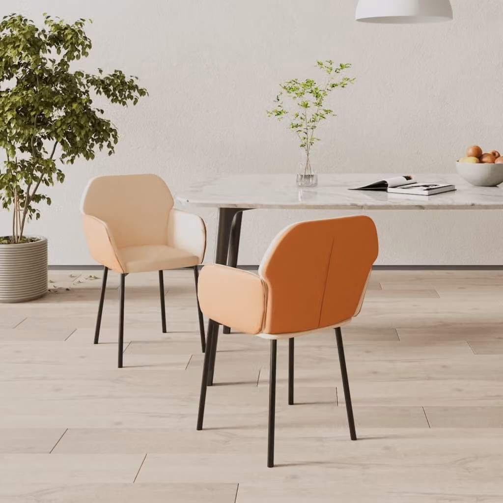 The Living Store Sedie da pranzo 2 pezzi. Tessuto crema e Similcuoio