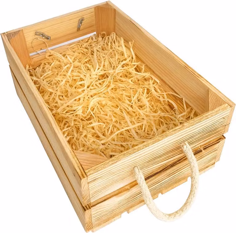 Scatola in legno + lana di legno | scatola regalo in legno | scatola regalo decorativa | confezione regalo ecologica