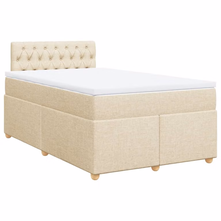 Giroletto a Molle con Materasso Crema 120x200 cm in Tessuto