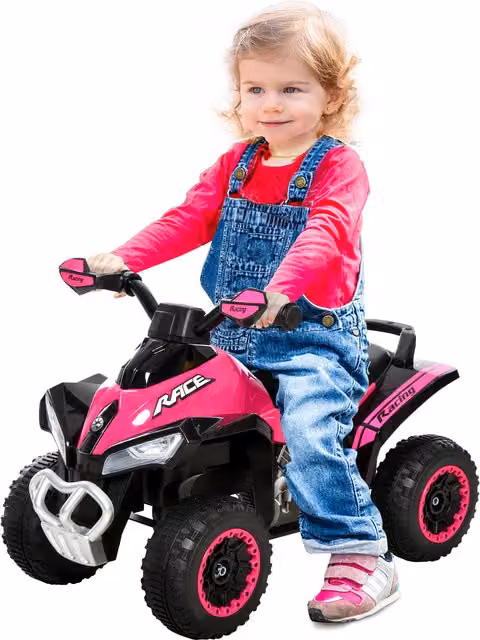 Quad Giocattolo Cavalcabile HOMCOM per Bambini con Luci e Suoni, Movimento a Spinta, Rosa, L: 67.5 cm, P: 38 cm, H: 44 cm – 1