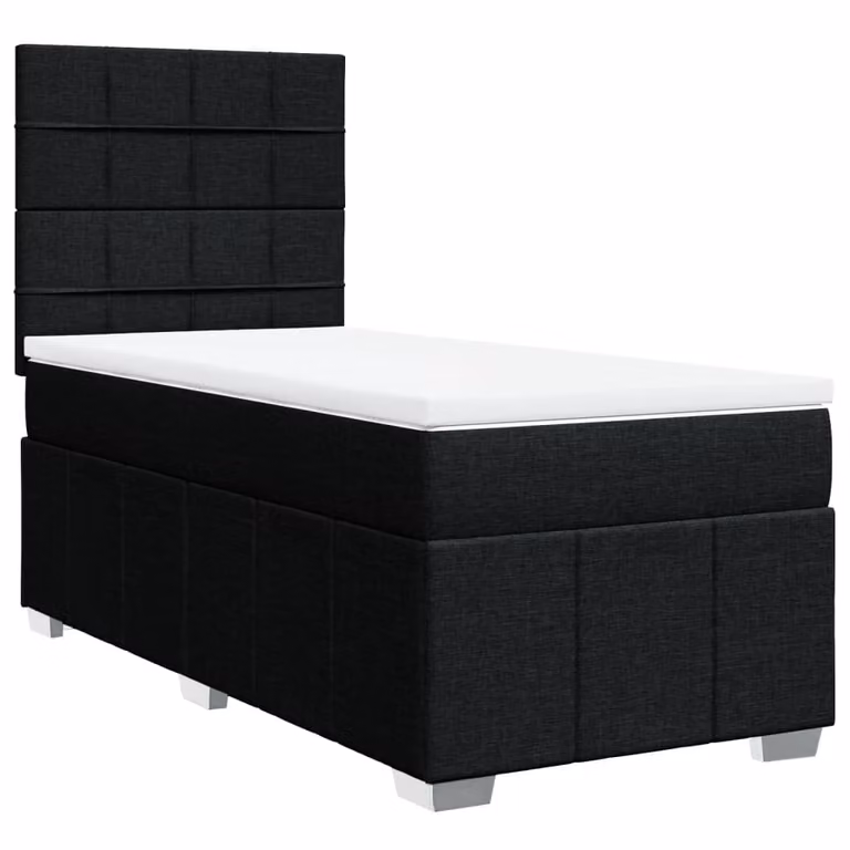Giroletto a Molle con Materasso Nero 90x200 cm in Tessuto
