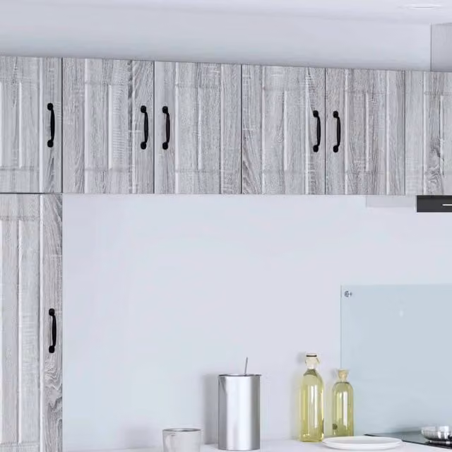 Set di 2 armadi sospesi da cucina vidaXL in legno grigio, design moderno con ante a battente, L: 60 cm, P: 31 cm, H: 40 cm – 1