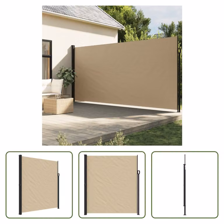 The Living Store Tenda laterale estensibile Beige 220x600 cm