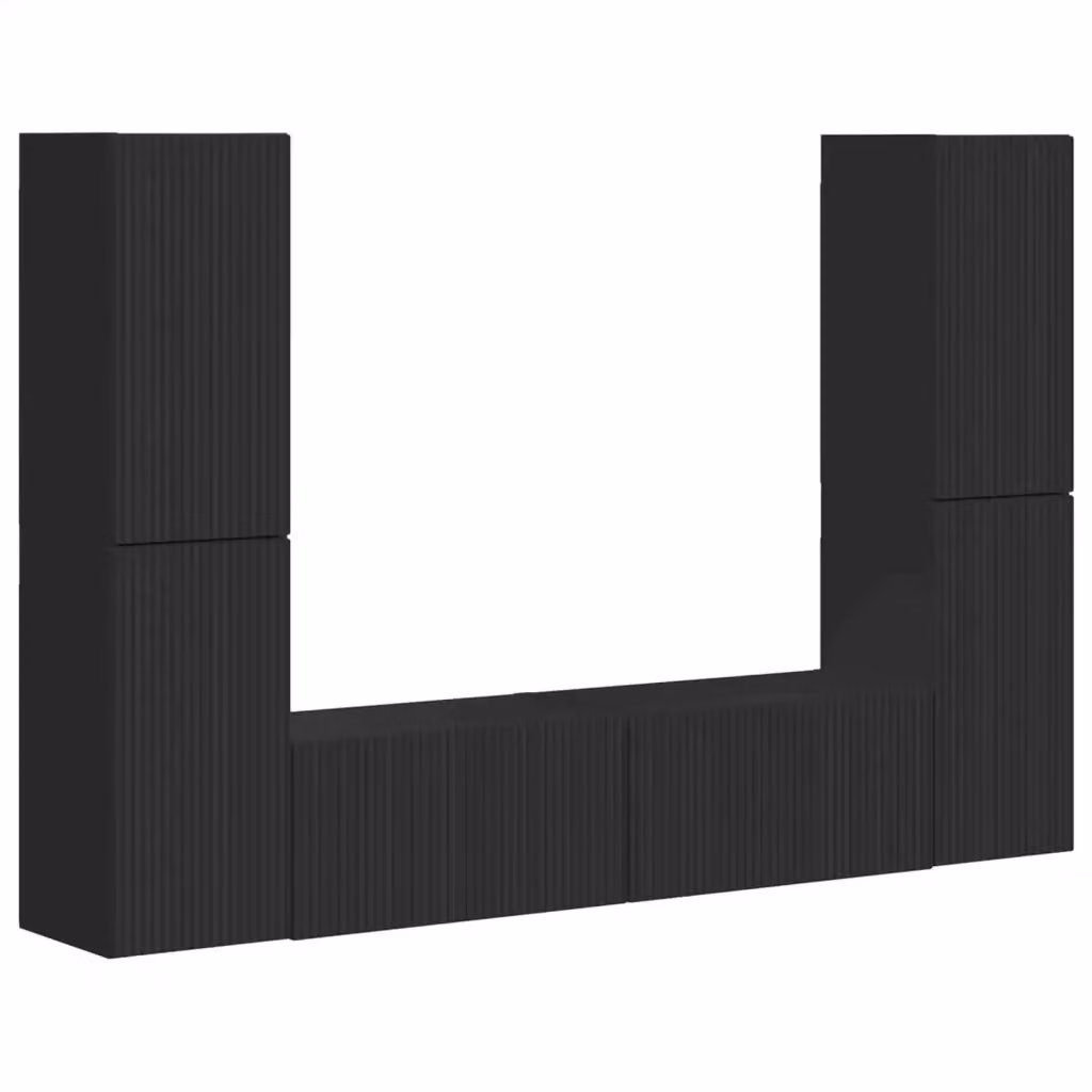 Set mobile TV moderno vidaXL in 6 pezzi nero opaco con legno MDF per soggiorno – 2