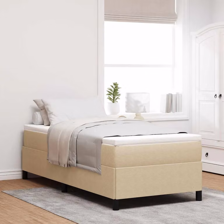 Letto a molle moderno vidaXL in tessuto corduroy grigio verde, L 80 x P 200 cm