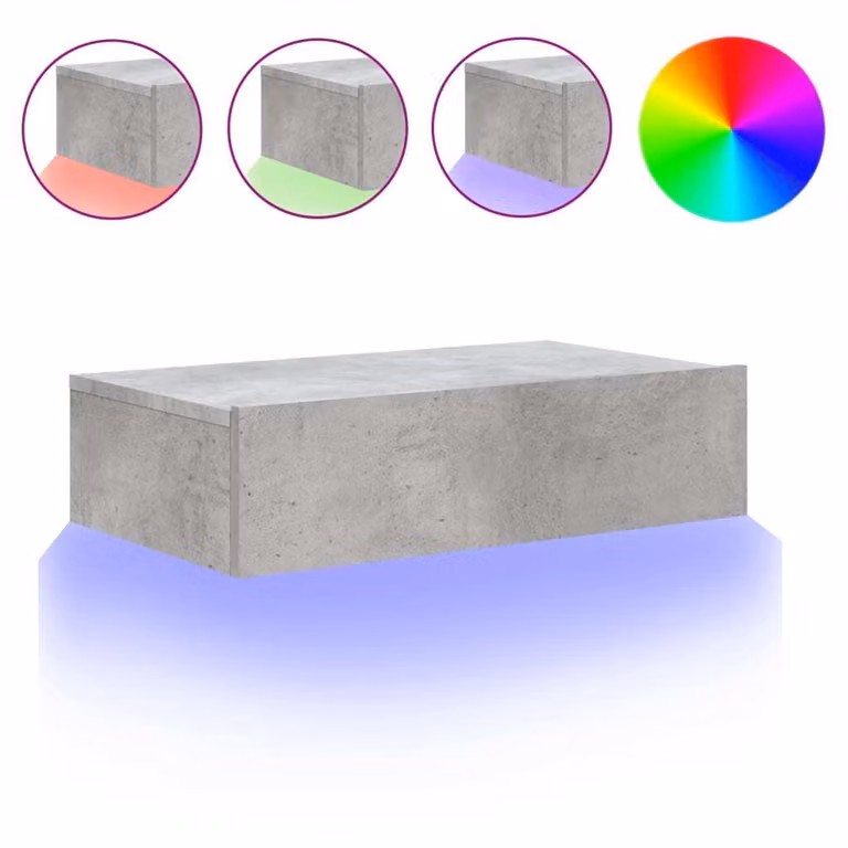 Mobile Porta TV con Luci LED Grigio Cemento 60x35x15,5 cm