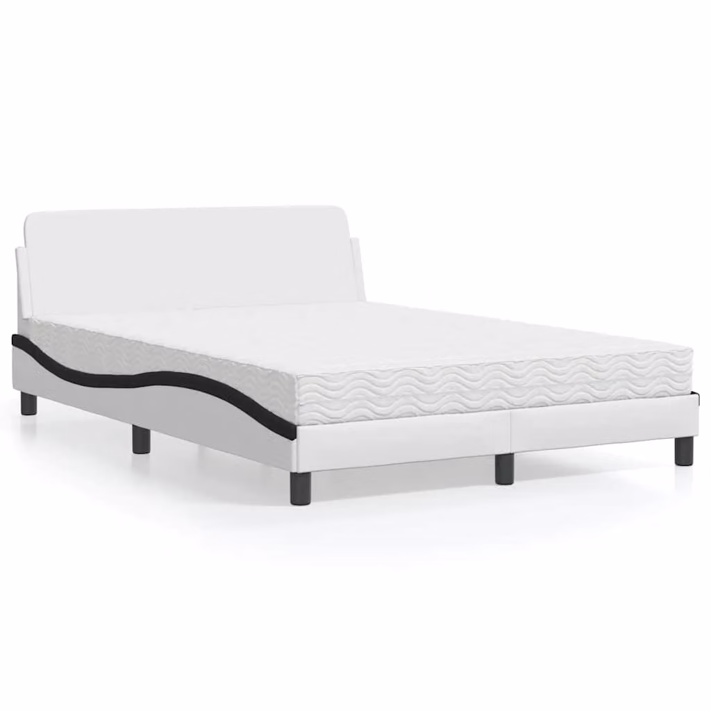 Letto con Materasso Dover vidaXL in Similpelle Nero e Bianco L/P/H: 120 x 200 cm