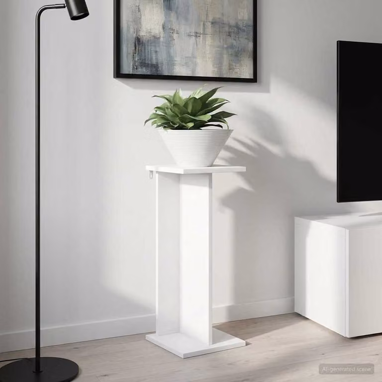 vidaXL Supporto per piante moderno in legno MDF Bianco L 25 cm x P 25,5 cm x H 60,5 cm