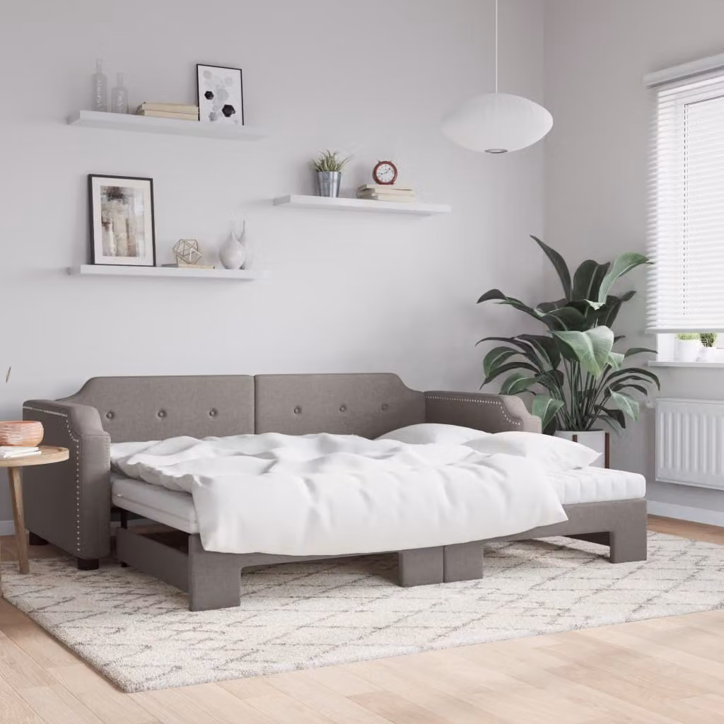 Maison Exclusive - Divano letto estraibile con materassi color taupe 80x200 cm in tessuto