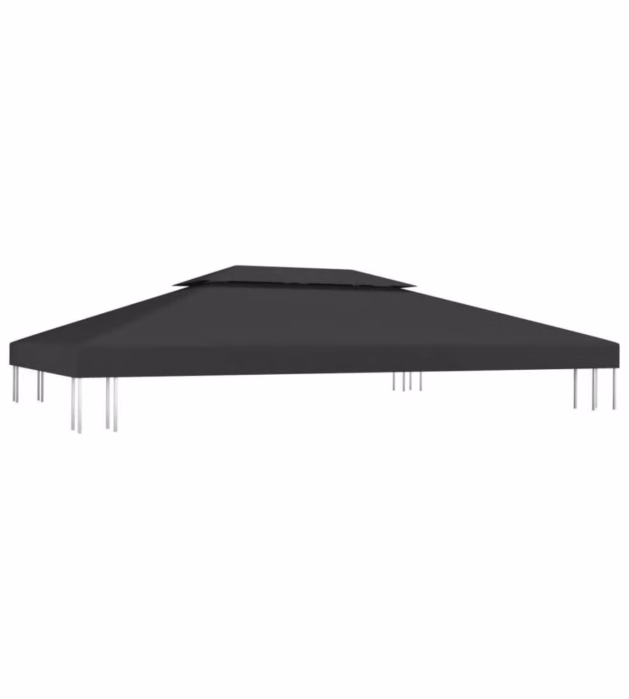 Copertura Superiore per Gazebo a 2 Strati 310 g/mq 4x3 m Nera