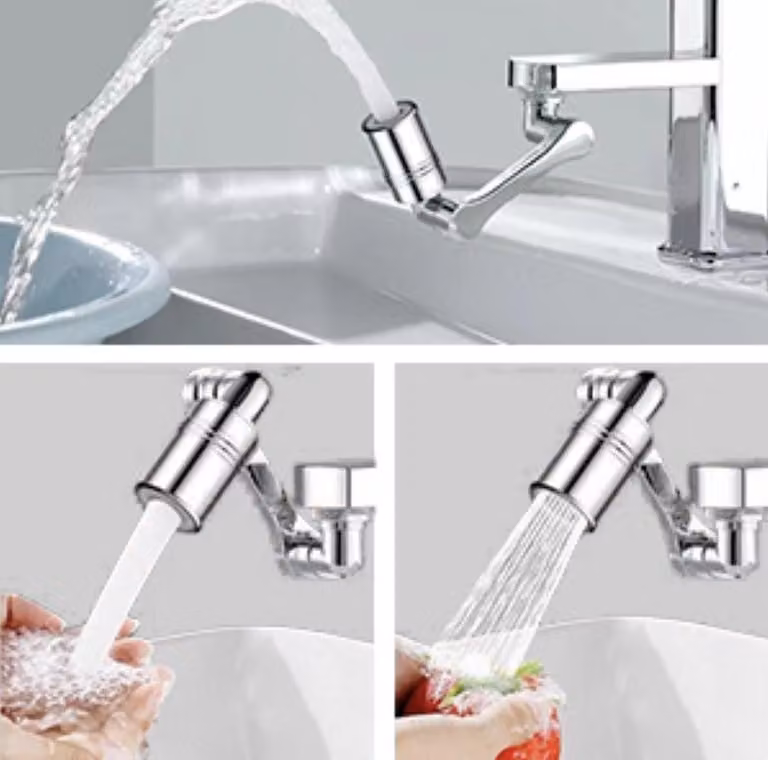 Aeratore per rubinetto da 1080 gradi - Accessorio multifunzionale, prolunga per rubinetto orientabile che consente di risparmiare acqua, ideale per cucina e bagno