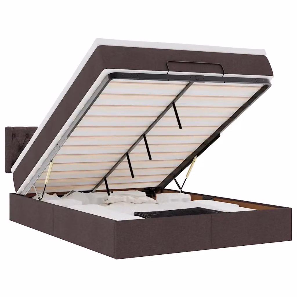 Letto con contenitore a sollevamento e materasso vidaXL in tessuto, L/P/H: 200 x 140 x 88 cm – 2