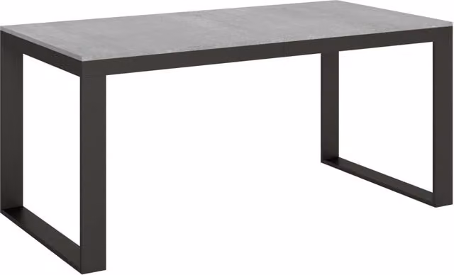 Tavolo allungabile moderno Itamoby con piano in composito effetto cemento e telaio in metallo antracite L: 90 cm, P: 180-440 cm