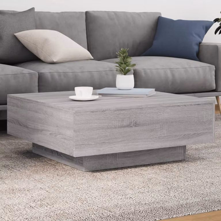 Tavolino da salotto moderno vidaXL in legno multistrato grigio, L 80 x P 80 x H 31 cm